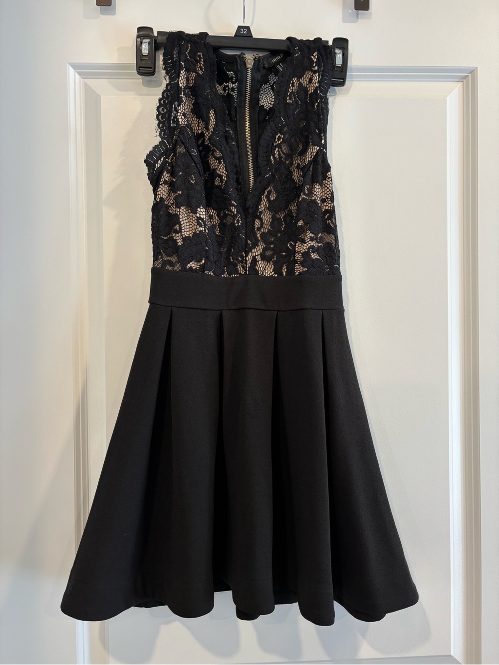 Forever 21 Black Lace Fit-and-Flare Dress with Nude Lining